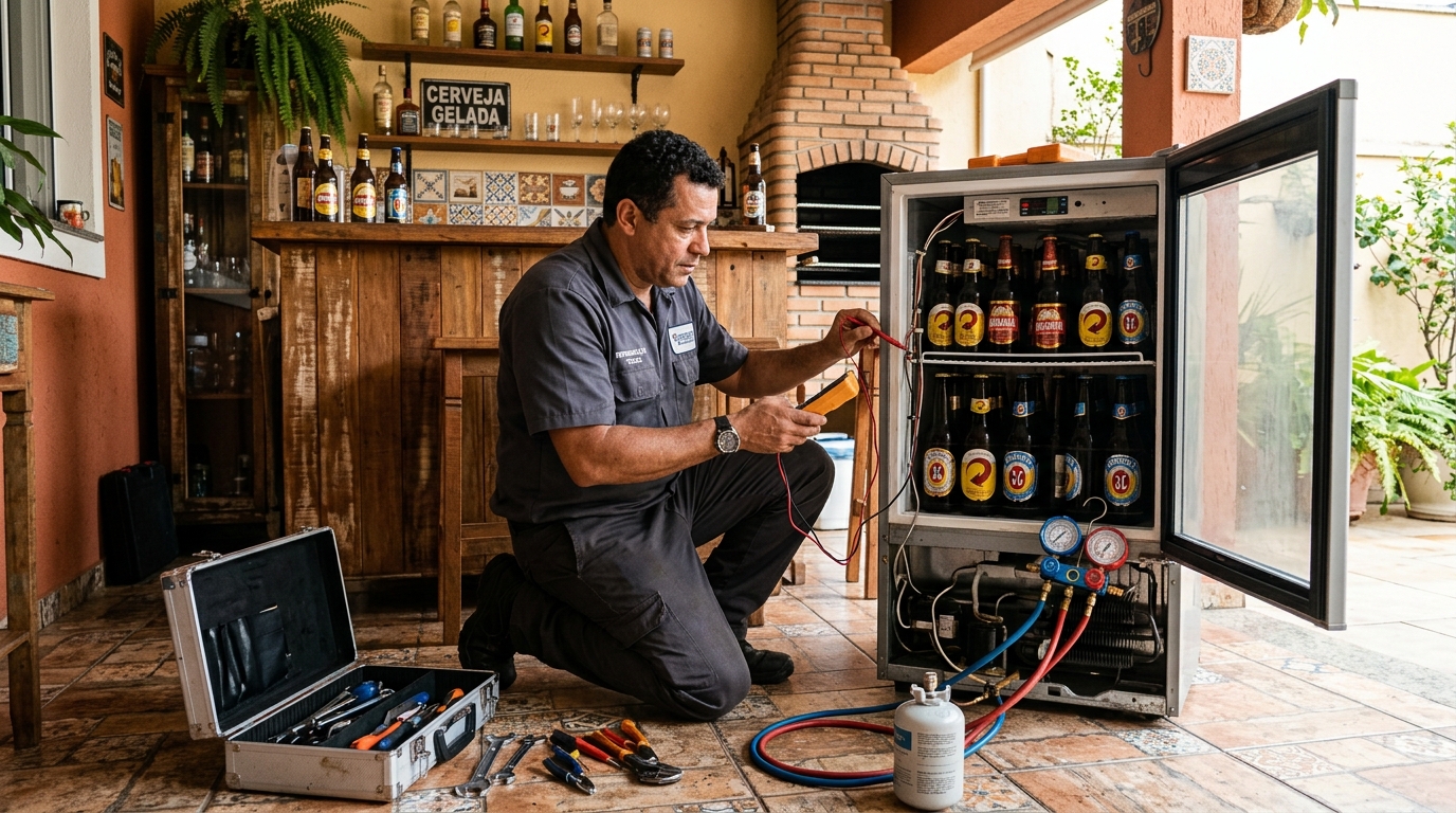 Recarga de gás refrigerante em cervejeira em atendimento em Vila Velha‑ES